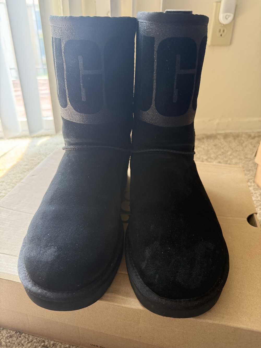 UGG Black Short Logo Suede Boots